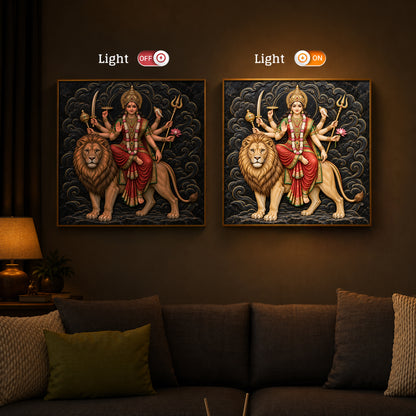 Goddess Durga Modern Luxury Backlight Square Wall Art