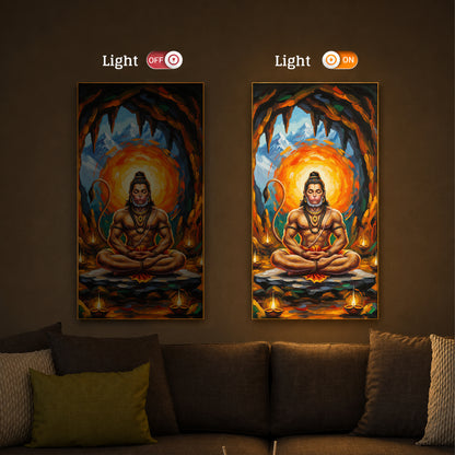 Lord Hanuman Ji Modern Luxury Backlight Vertical Wall Art