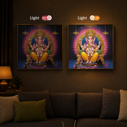 Divine Ganesh JI Modern Luxury Backlight Square Wall Art