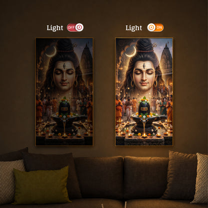 Lord Shiva Modern Luxury Backlight Vertical Wall Art