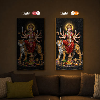 Maa Sherawali Modern Luxury Backlight Vertical Wall Art