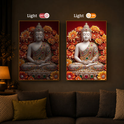 Buddha Bless Modern Luxury Backlight Vertical Wall Art