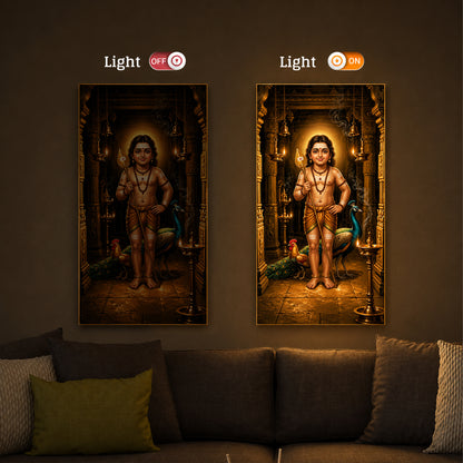 God Bala Muruga Modern Luxury Backlight Vertical Wall Art