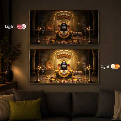 Mahadeva Shivling Modern Luxury Backlight Horizontal Wall Art