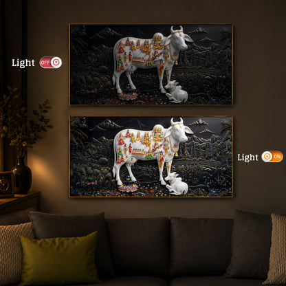 Decorative Kamdhenu Modern Luxury Backlight Horizontal Wall Art