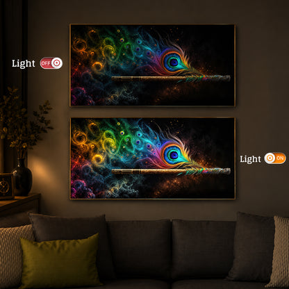 Divine Krishna Coverts Illumination Modern Luxury Backlight Horizontal Wall Art