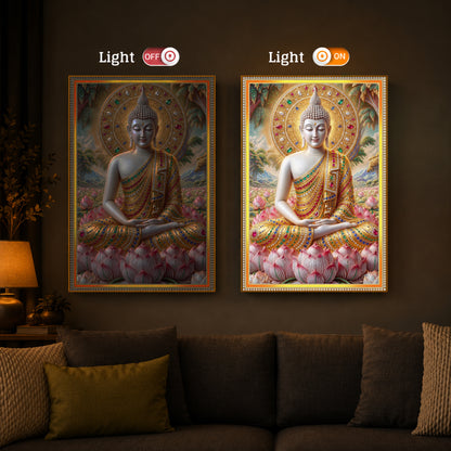 Divine Buddha Harmony Modern Luxury Backlight Vertical Wall Art