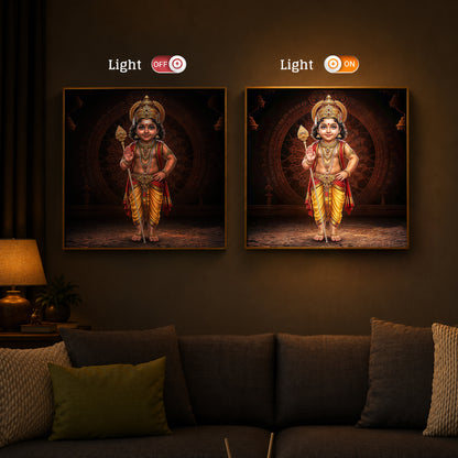 Divine Lord Murugan Modern Luxury Backlight Square Wall Art