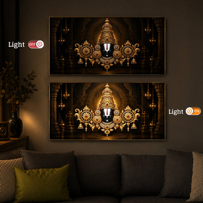 Divine Tirupati Balaji Modern Luxury Backlight Horizontal Wall Art