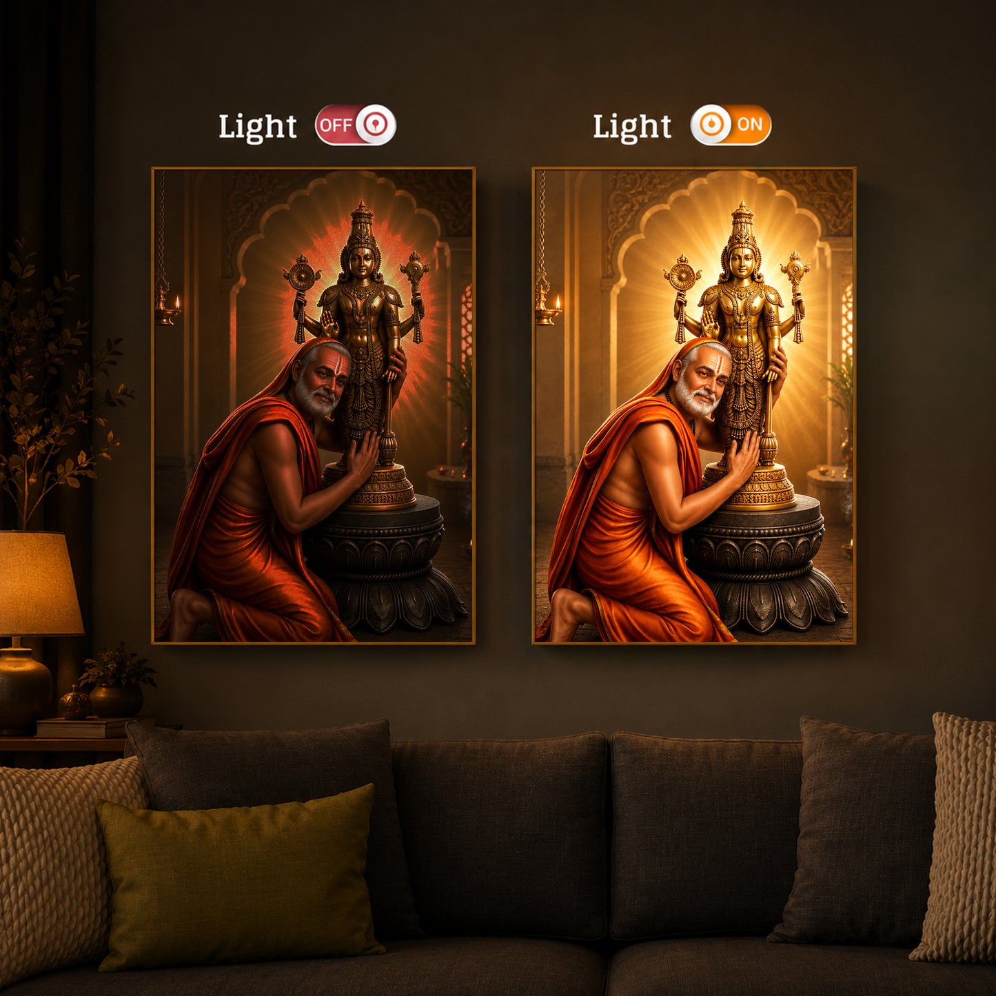 Guru Rayaru Modern Luxury Backlight Vertical Wall Art