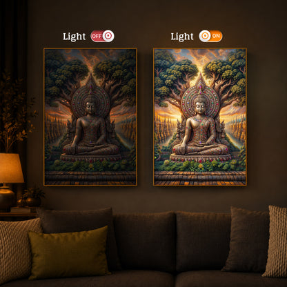 Elevation Buddha Modern Luxury Backlight Vertical Wall Art