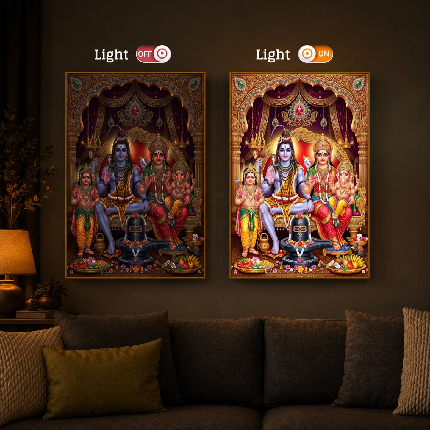 Namah Shivay Modern Luxury Backlight Vertical Wall Art