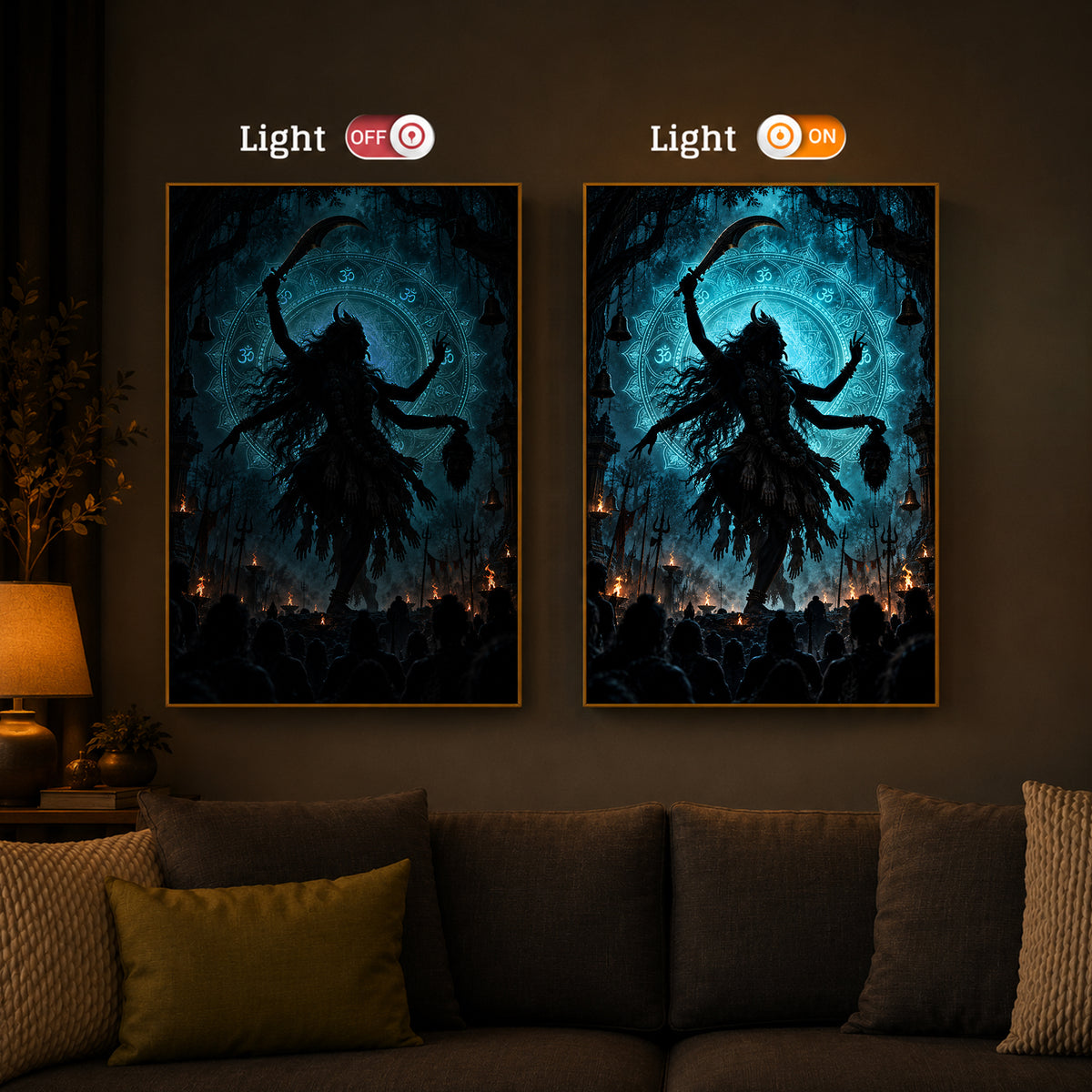 Maa Mahakali Modern Luxury Backlight Vertical Wall Art