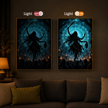 Maa Mahakali Modern Luxury Backlight Vertical Wall Art