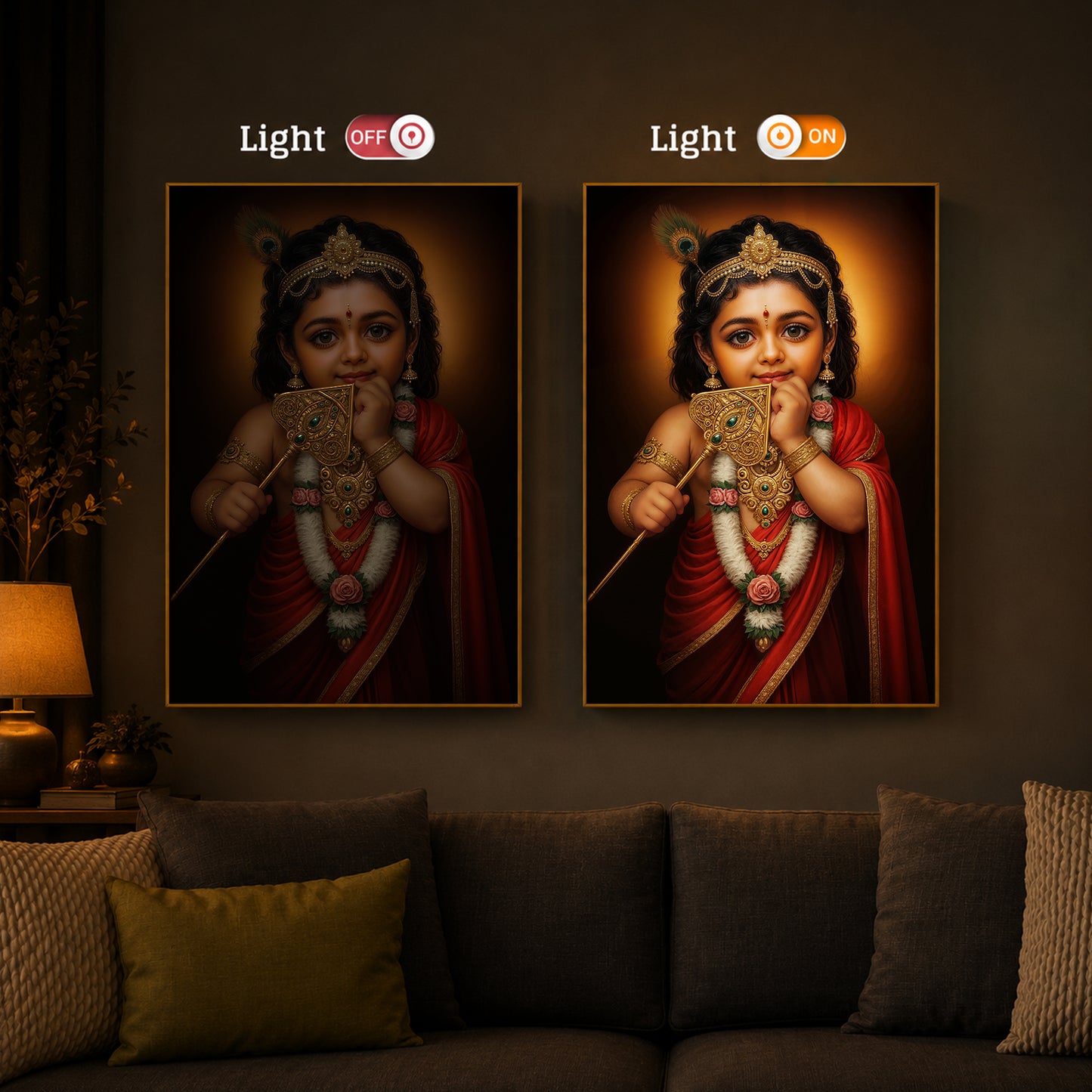 Little Murugan Ji Modern Luxury Backlight Vertical Wall Art