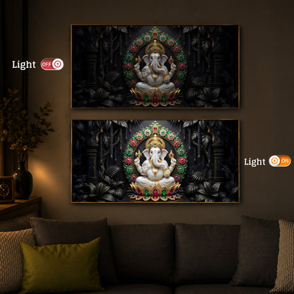 Depicts Lord Ganesha Modern Luxury Backlight Horizontal Wall Art