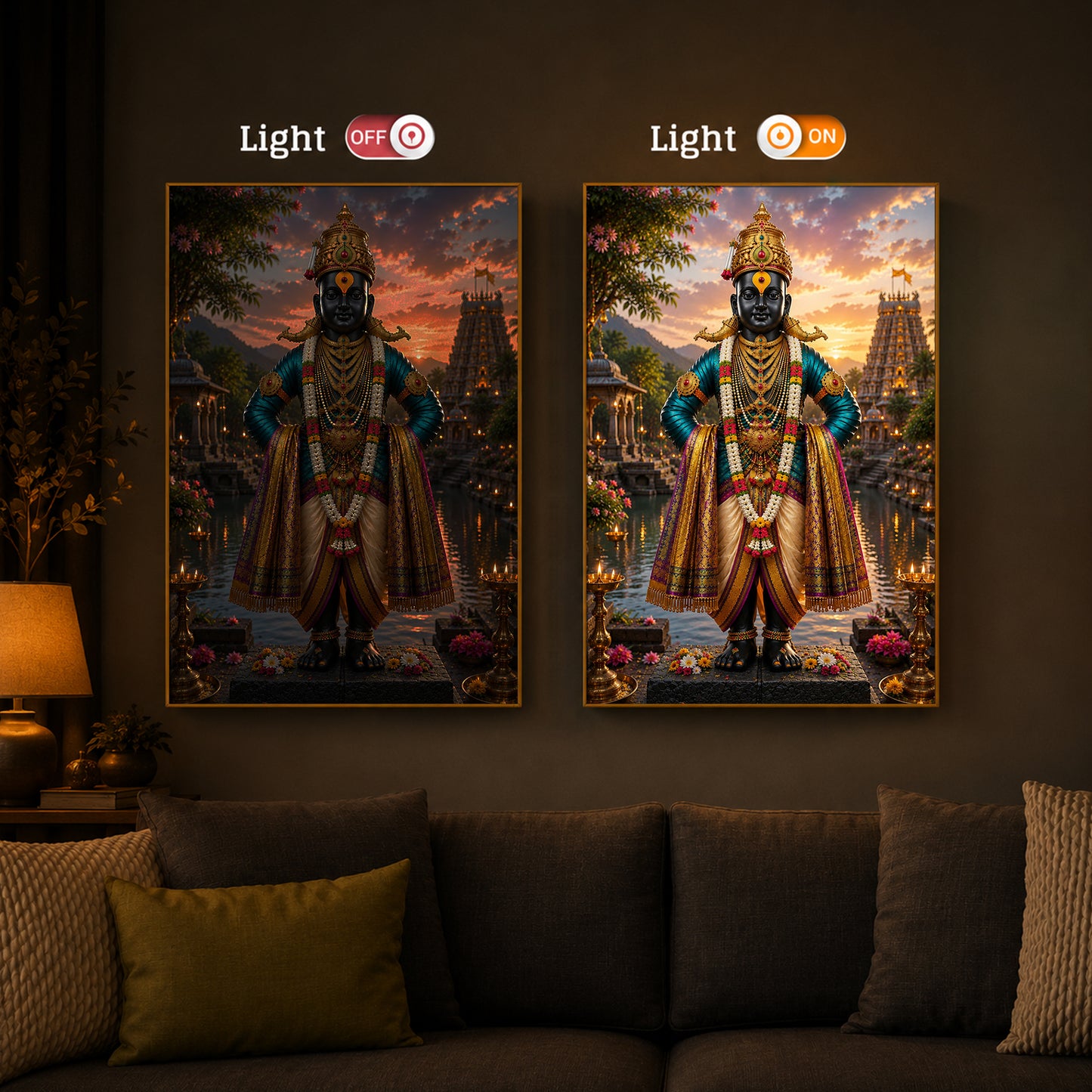Lord Vitthal Modern Luxury Backlight Vertical Wall Art