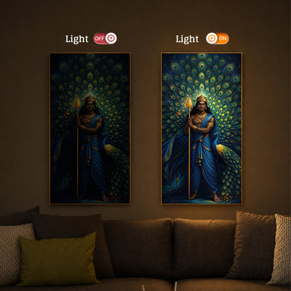 Murugan Bhagwan Ji Modern Luxury Backlight Vertical Wall Art