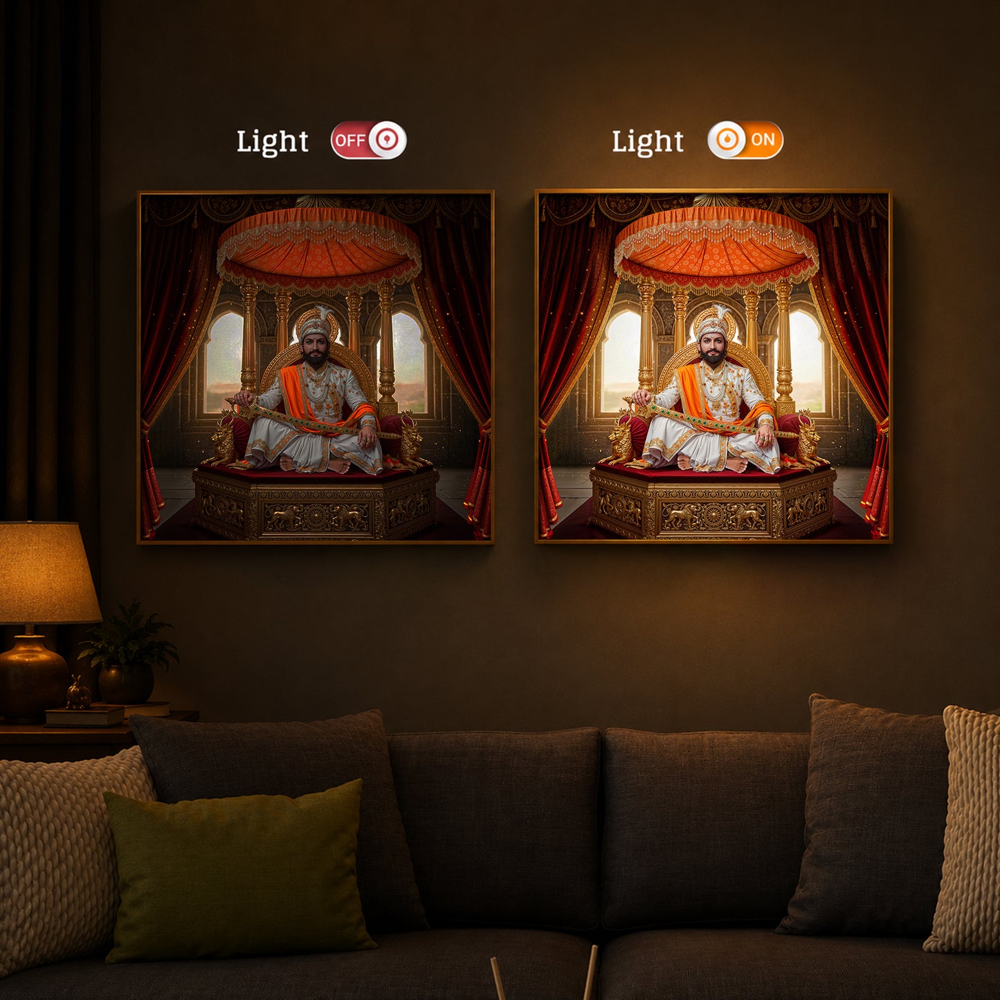 Rajyabhishek of Chattrapati Shivaji Maharaj Modern Luxury Backlight Square Wall Art