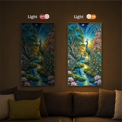 Forest Peacock Modern Luxury Backlight Vertical Wall Art