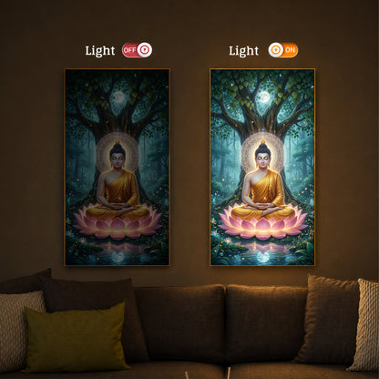 Gautam Buddha Modern Luxury Backlight Vertical Wall Art