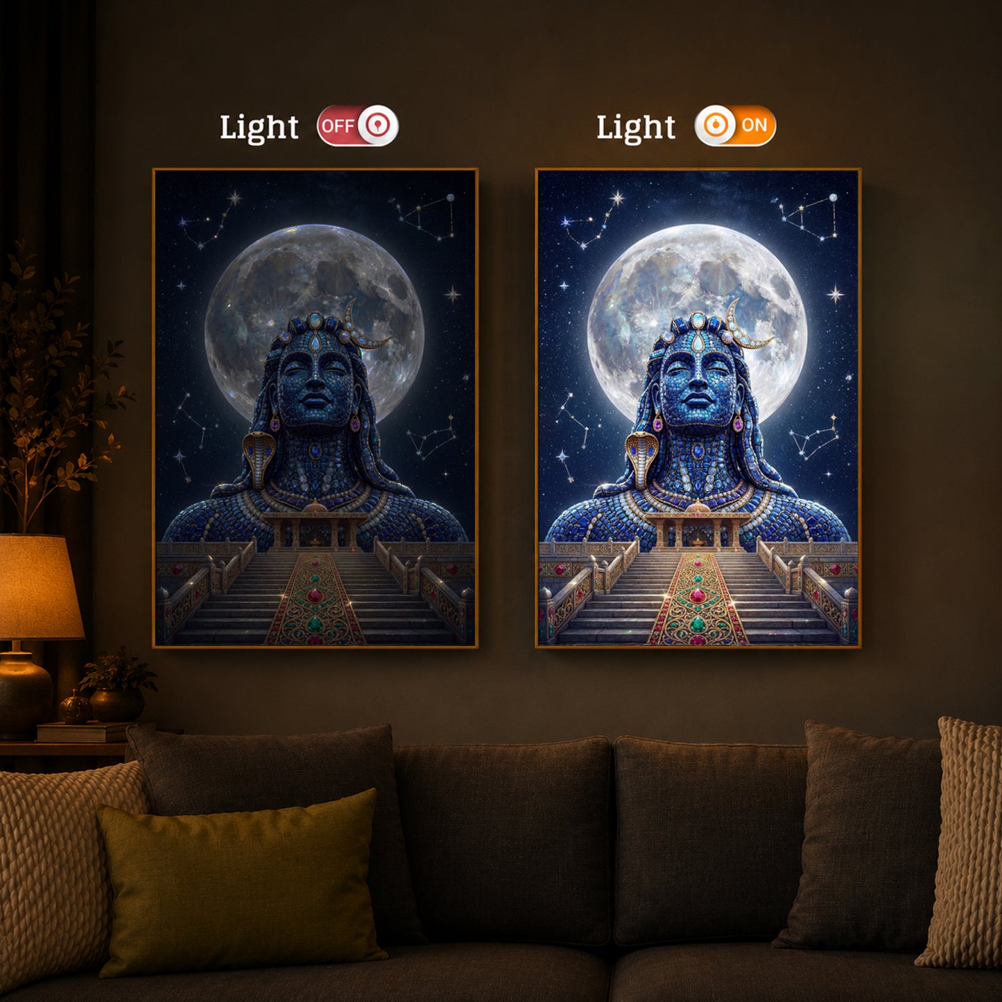 Divine Mahadev Modern Luxury Backlight Vertical Wall Art