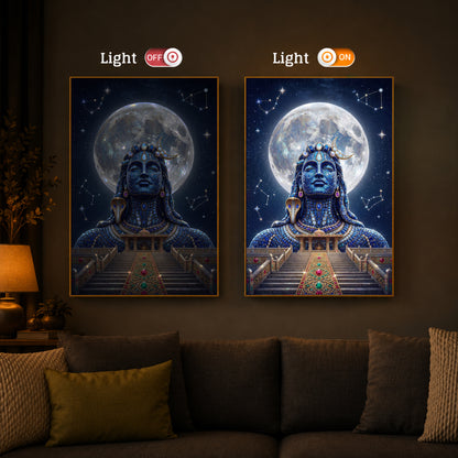 Divine Mahadev Modern Luxury Backlight Vertical Wall Art