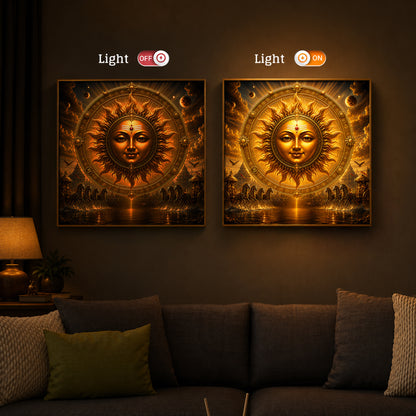 Divine Surya Dev Modern Luxury Backlight Square Wall Art