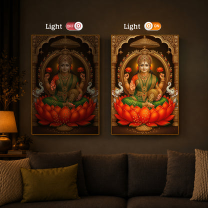 Mahalaxmi Ji Modern Luxury Backlight Vertical Wall Art