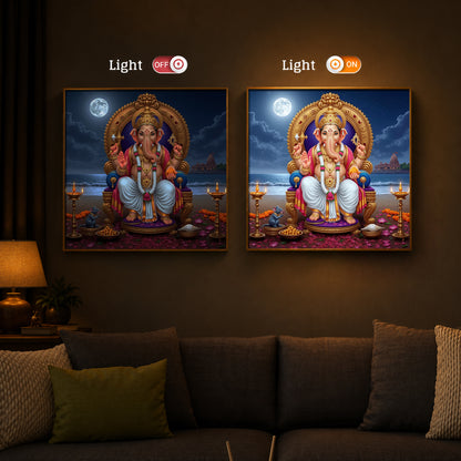 Shree Ganesh Ji Modern Luxury Backlight Square Wall Art