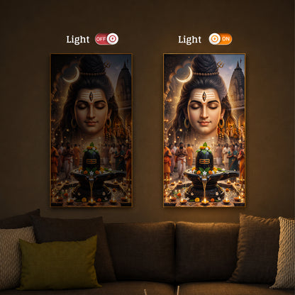 Lord Shiva Modern Luxury Backlight Vertical Wall Art