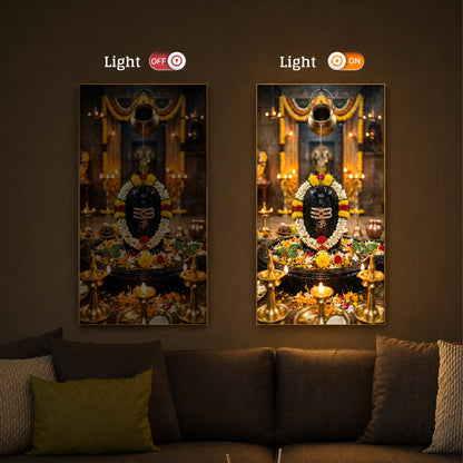Somnath Jyotirlinga Modern Luxury Backlight Vertical Wall Art