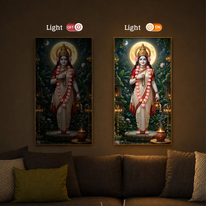 Maa Brahmacharini Modern Luxury Backlight Vertical Wall Art