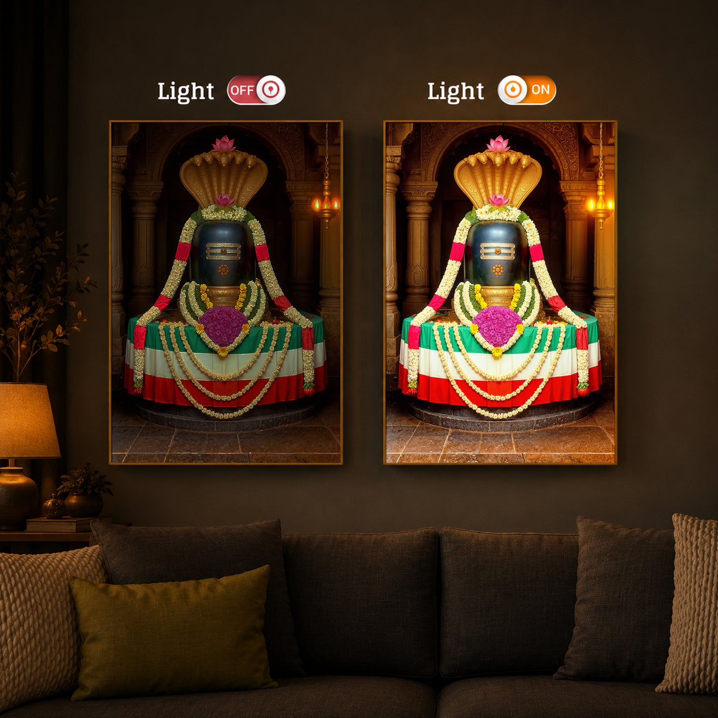 Om Namaha Shivaya Modern Luxury Backlight Vertical Wall Art