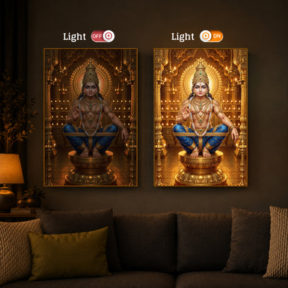 Ayyappan Swamy Modern Luxury Backlight Vertical Wall Art