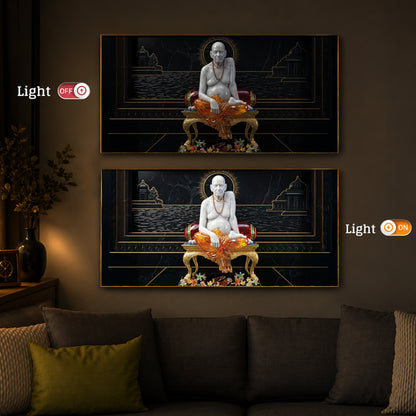 Swami Samarth Maharaj Modern Luxury Backlight Horizontal Wall Art