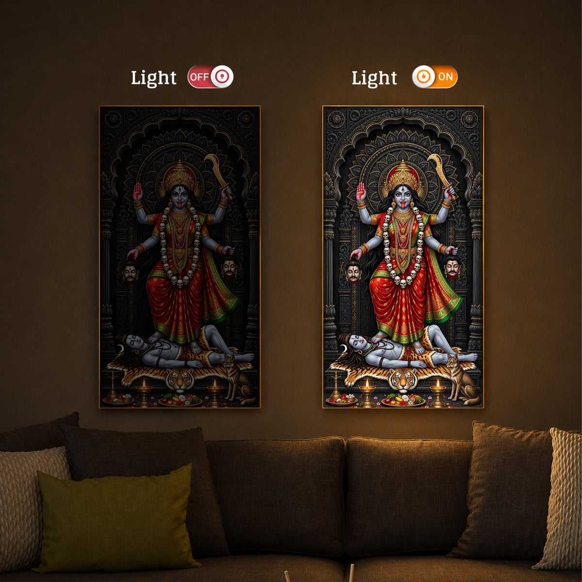 Mahakali Modern Luxury Backlight Vertical Wall Art