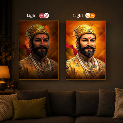 Chhatrapati Shivaji Modern Luxury Backlight Vertical Wall Art