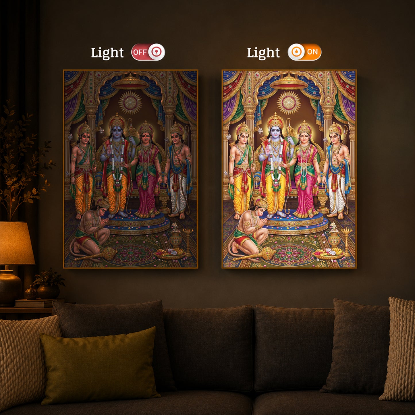 Ram Darbar Modern Luxury Backlight Vertical Wall Art