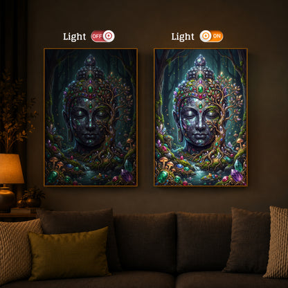 Lord Gautam Buddha Modern Luxury Backlight Vertical Wall Art