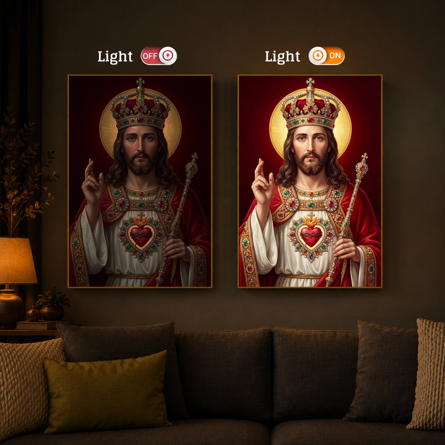 Holy God Christ The King Jesus Modern Luxury Backlight Vertical Wall Art