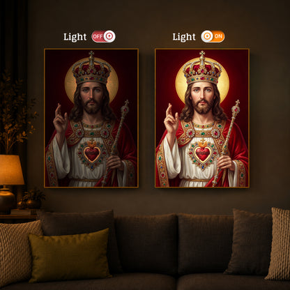 Holy God Christ The King Jesus Modern Luxury Backlight Vertical Wall Art