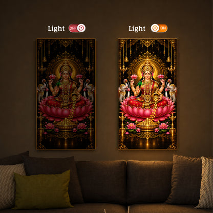 Goddess Lakshmi Modern Luxury Backlight Vertical Wall Art