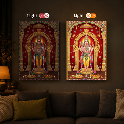 Son of Shiva Lord Murugan Modern Luxury Backlight Vertical Wall Art