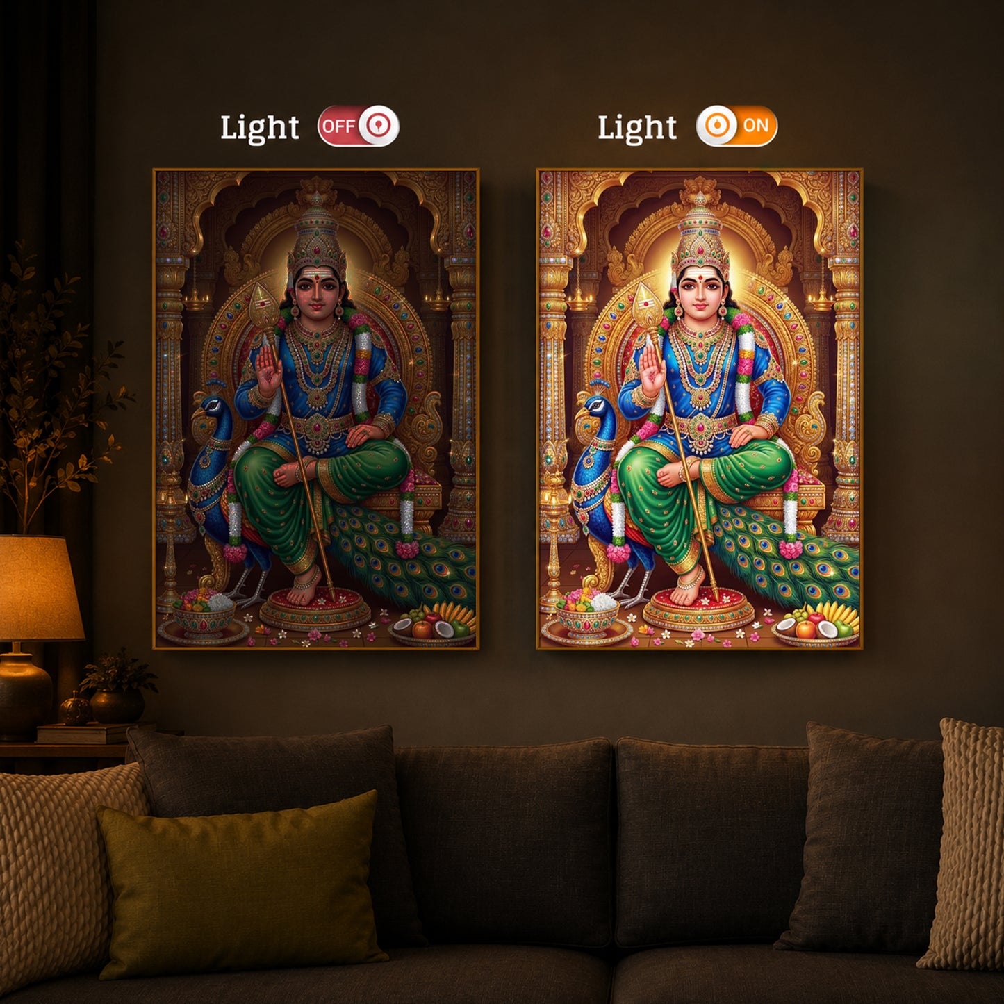 Muruganthunai Modern Luxury Backlight Vertical Wall Art