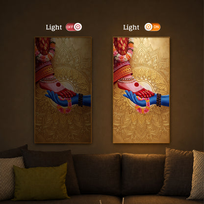 Shiv Shakti Modern Luxury Backlight Vertical Wall Art