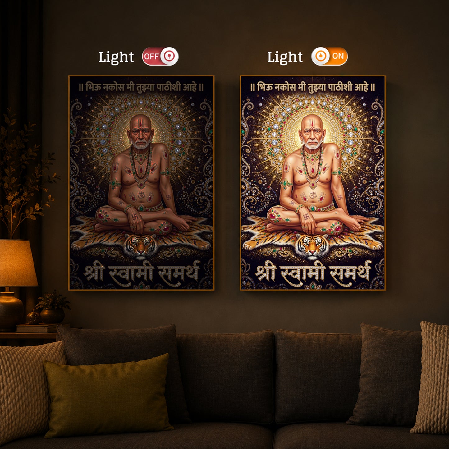 Shree Swami Samarth Modern Luxury Backlight Vertical Wall Art