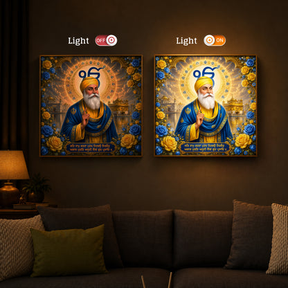 Guru Nanak Dev Ji Ek Onkar Modern Luxury Backlight Square Wall Art