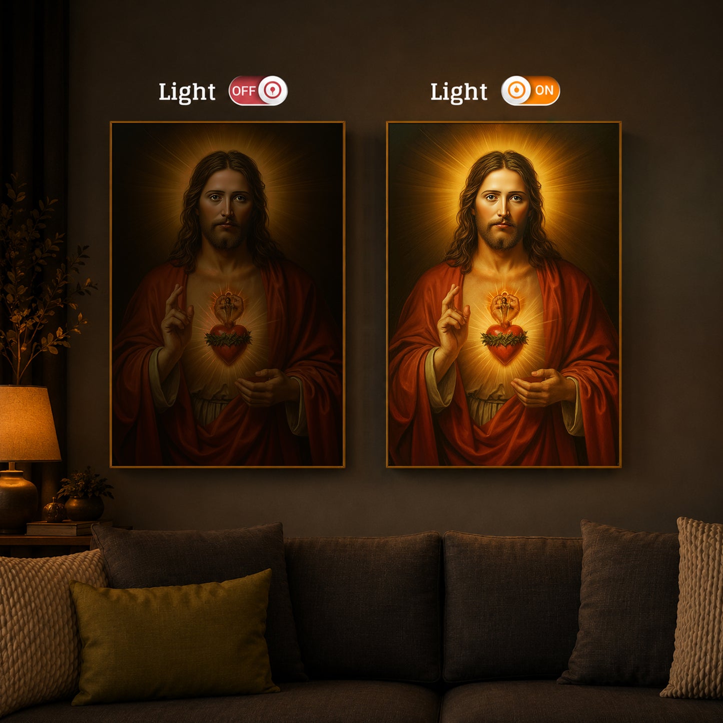 Heart Of Jesus Modern Luxury Backlight Vertical Wall Art