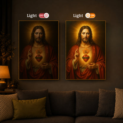 Heart Of Jesus Modern Luxury Backlight Vertical Wall Art